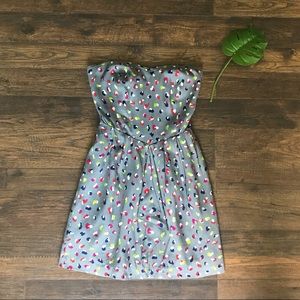 Strapless Grey MultiColor Mini Dress